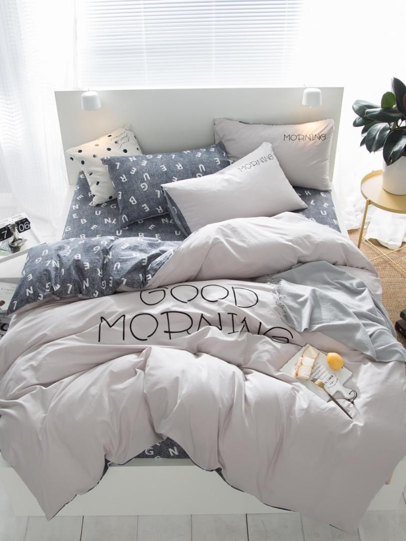 Bed Cover Set Comfy English Letters Simple Durable Sheet Cover
