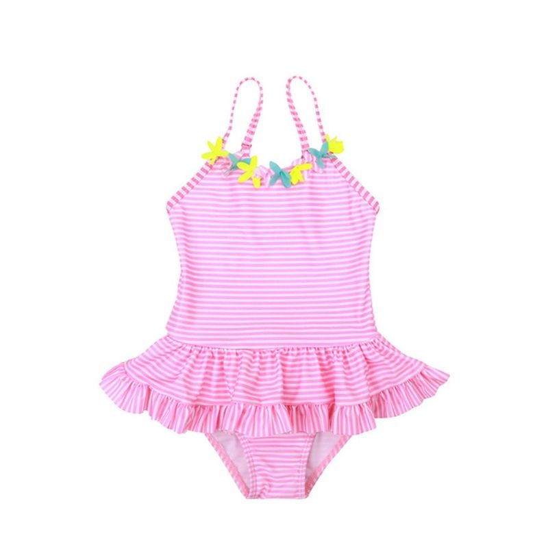 2021 Baby Girls Swimwear Striped Girl Sling Swimsuits One Pieces Flower