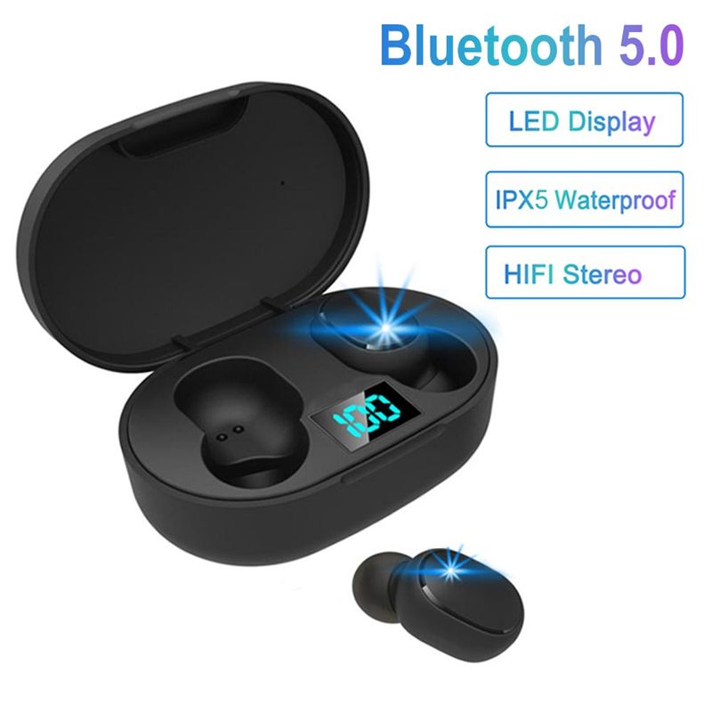 satin al xiaomi redmi airdots icin mikrofonlu e6s tws bluetooth 5 0 kulaklik kablosuz kulaklik stereo led ekran kulaklik oyun kulakligi tl91 34