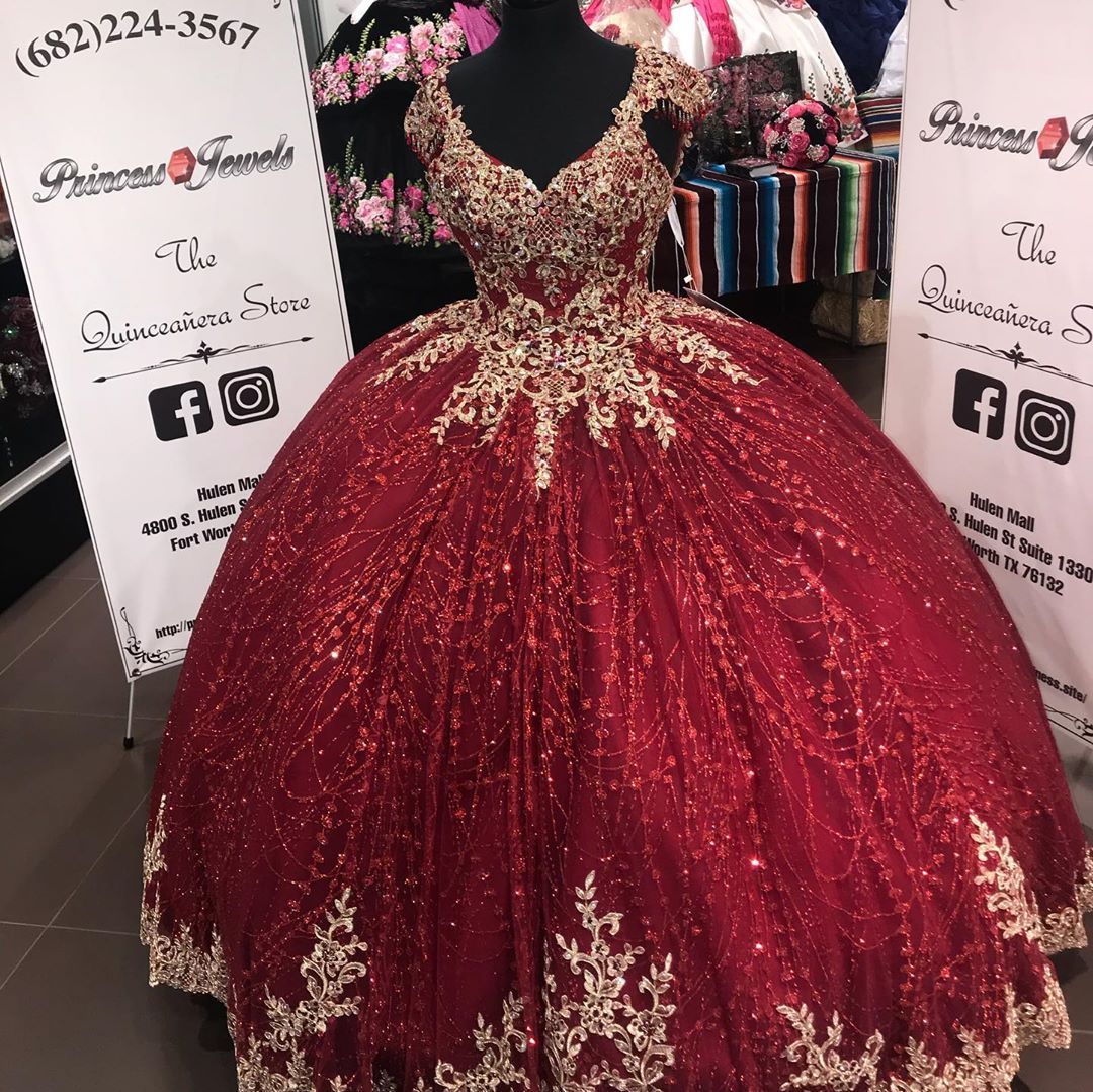 Bordado de oro Bordado Lace 2022 Borgoña Quinceañera Vestidos de fiesta Mangas cortas Lentejuelas Aplique Sweet Bordado de oro Bordado Lace 2022 Borgoña Quinceañera Vestidos de fiesta Mangas cortas Lentejuelas Aplique Sweet