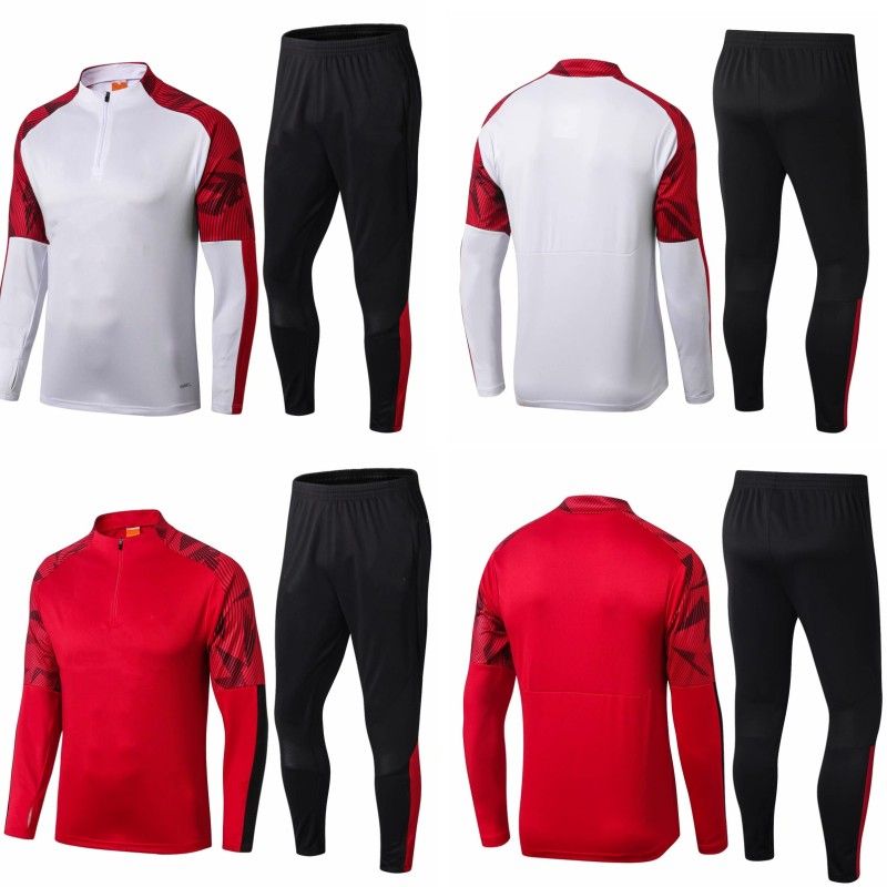 red and white jogging suit