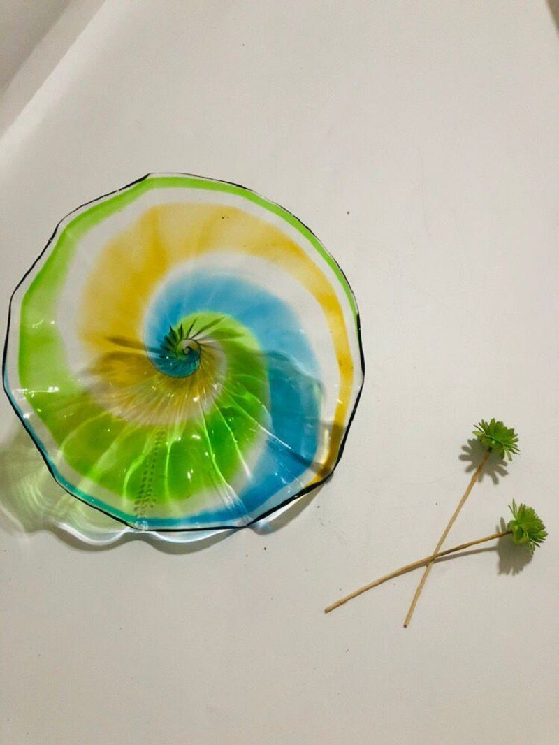 2020 LED Decorative Colored Glass Leaf Plates Blown Glass Plate Turkish