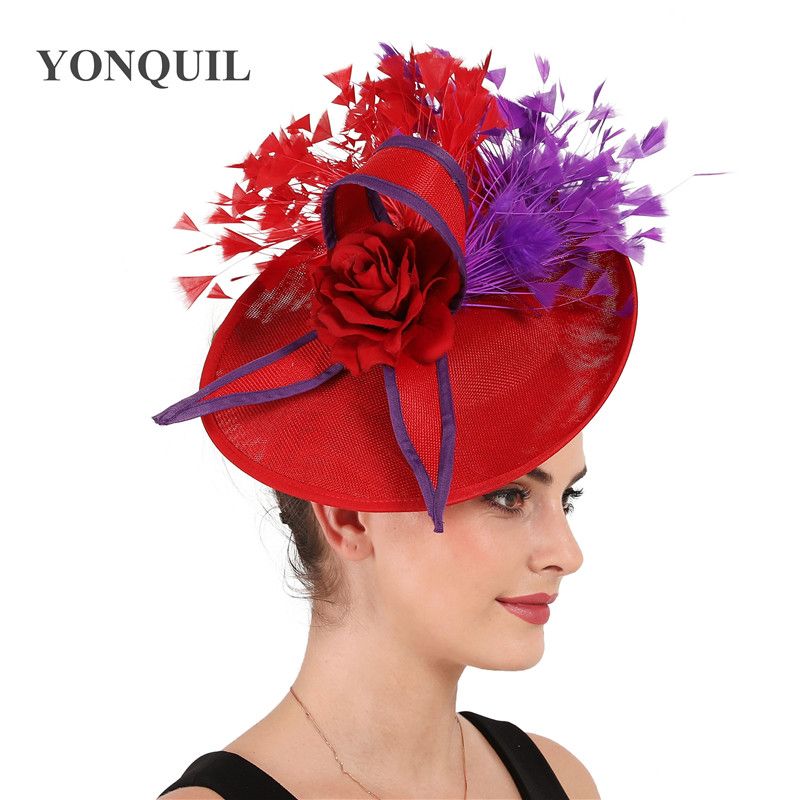 Sinamay Red Floral Fascinators Hat 
