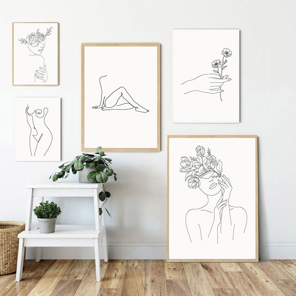 best quality sexy nude girl line drawing wall art canvas poster abstract line art painting yoga poster flower print wall pictures home decor at cheap price online paintings dhgate com