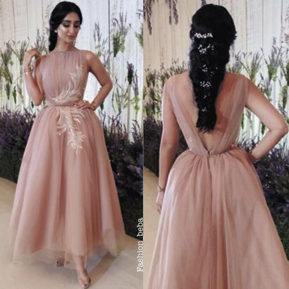 La rosa polvoriento vestidos de fiesta largo una línea cuentas apliques de noche