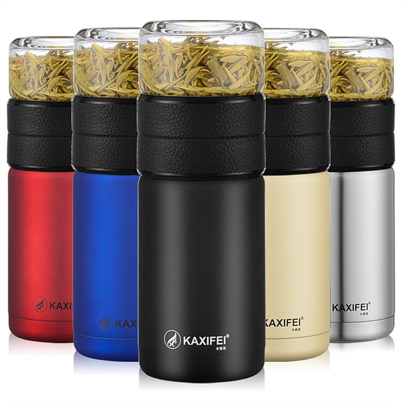 Glass stainless steel thermos portable glass universal cup sets