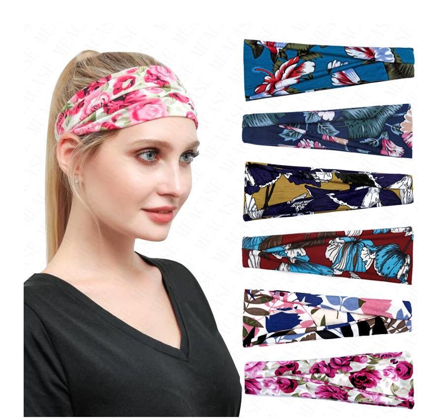 Women Floral Headband Outdoor Sports Hair Band Hairbands Flower Print