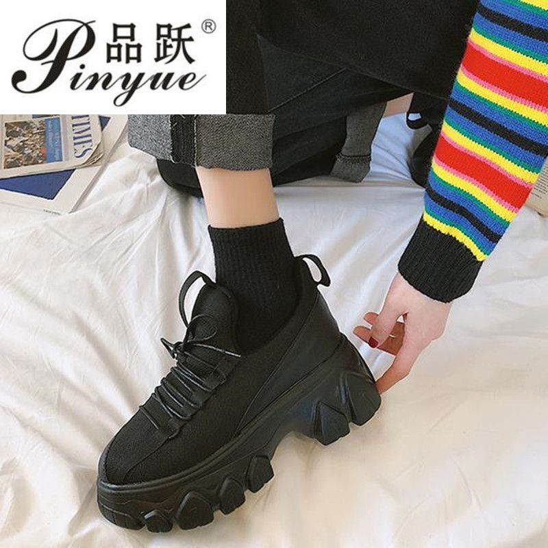chunky black platform sneakers