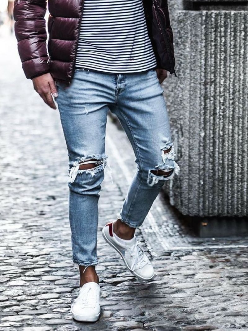 Compra Moda 2019 Jeans Para Hombre Nuevo Roto Europeo Y Americano Estilo  Caliente Para Hombre Pantalones Pantalones Pequeños Piernas Barato |  Entrega Rápida Y Calidad | Es.Dhgate