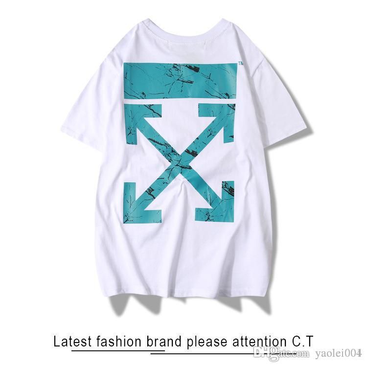 Роскошная дизайнерская футболка модный бренд blue cross arrow print WHITE T- shirt street trend пара летняя