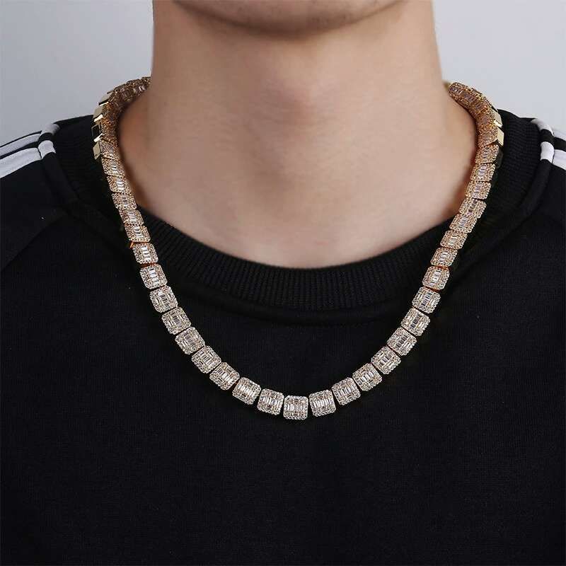 Collar de diamantes de imitación para hombre, cadena de eslabones  ostentosos, joyería de HIP HOP, CZ, oro, café, helado, aleación de frijol,  nariz de cerdo|Collares de cadena| - AliExpress