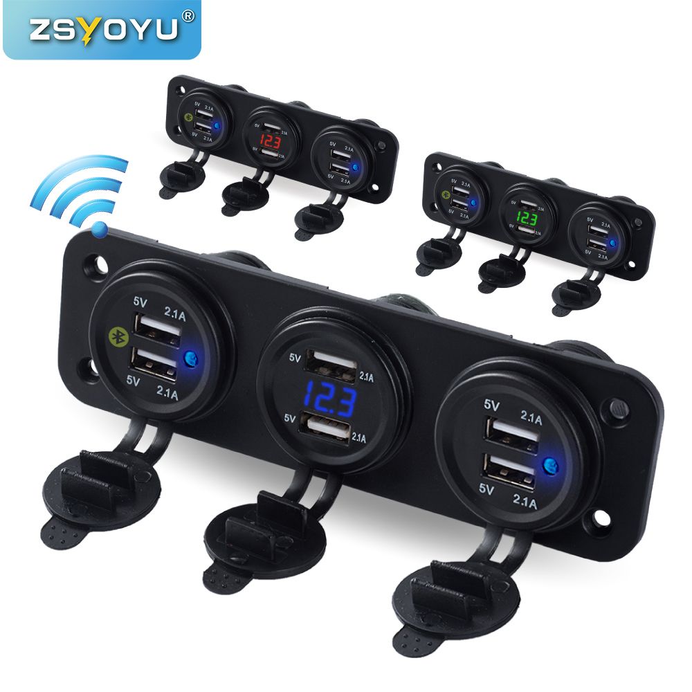 2019 Multi Port Usb Car Charger Voltmeter Panel Dual Usb Charger