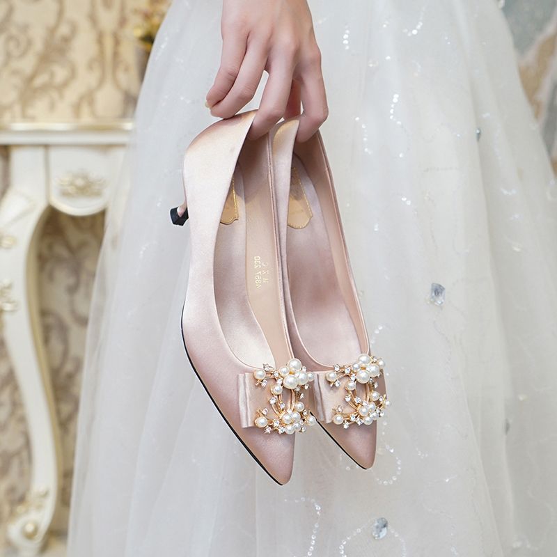 Wedding Shoes Womens Low Heel Bridal Shoes 2019 New Autumn And