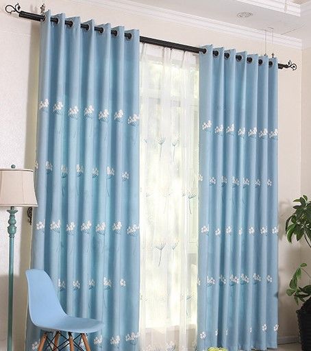 blue curtain fabrics for sale