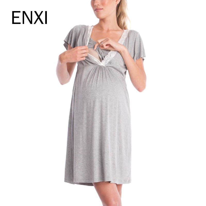Enxi Pregnancymaternity camisón de maternidad vestido de encaje de dormir materna elegante ropa