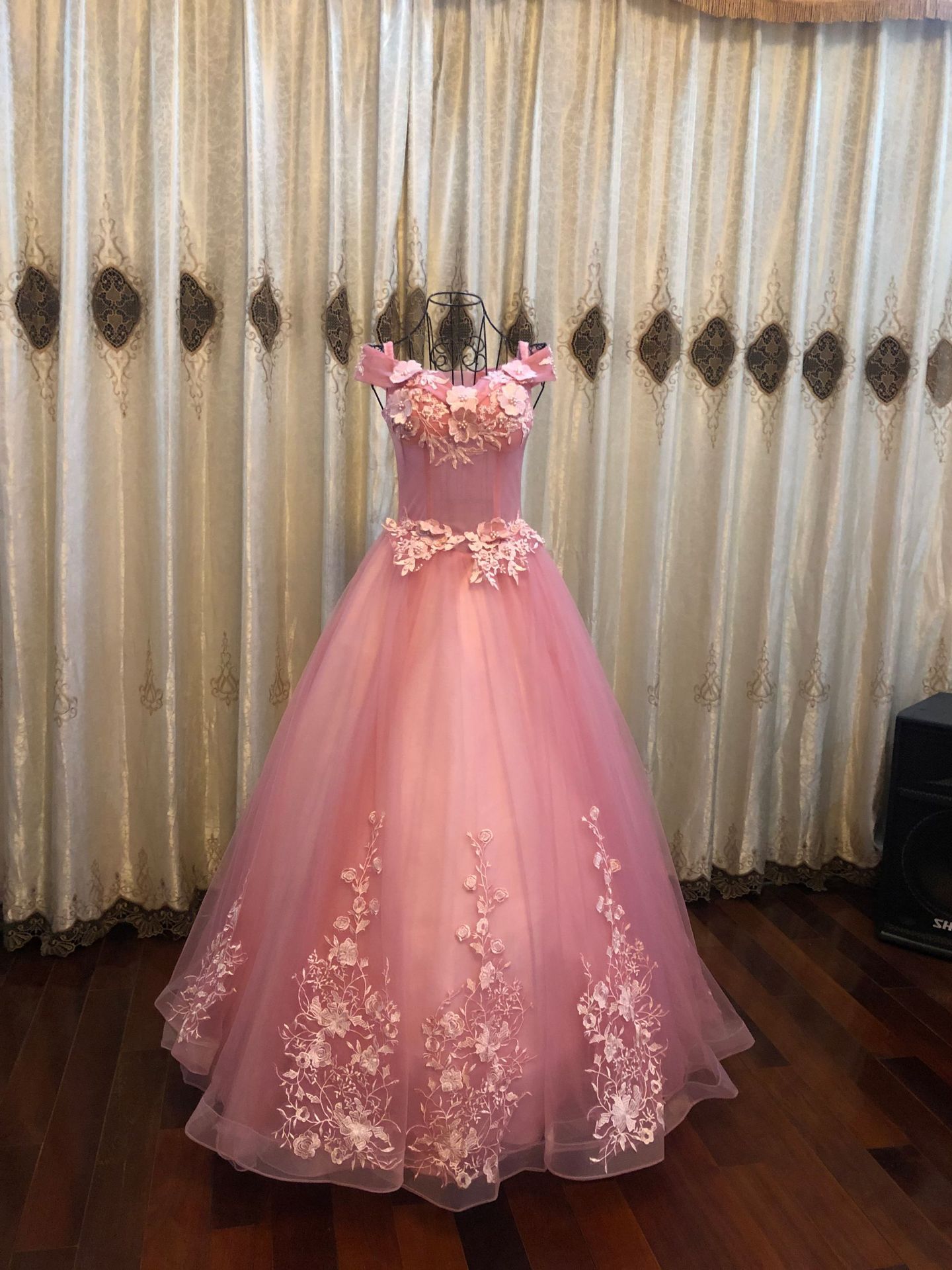 bright pink wedding dress