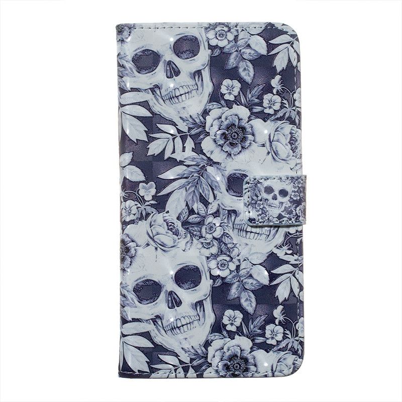 coque portefeuille samsung j4 plus tete de mort