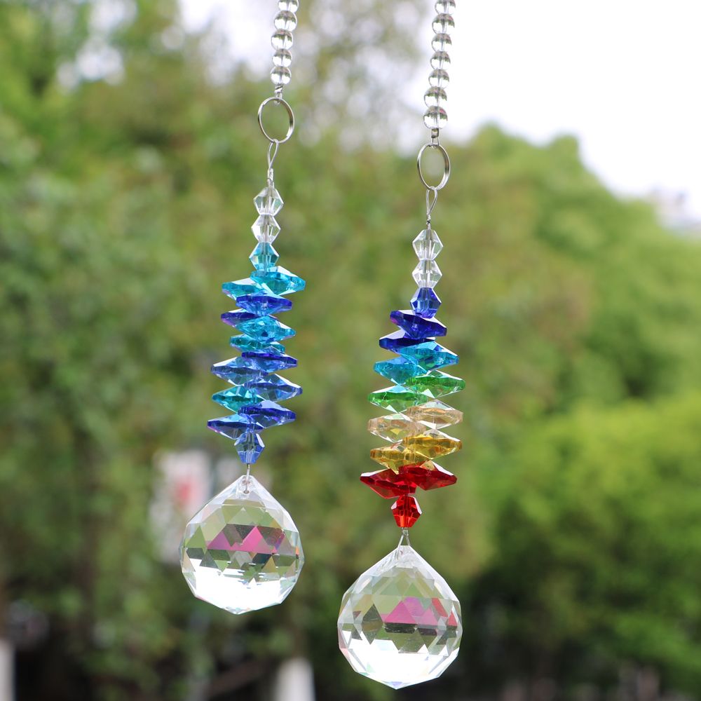 Chakra Suncatcher Chandelier Sparkling Colorful Hanging Crystal Ball Prism 30mm