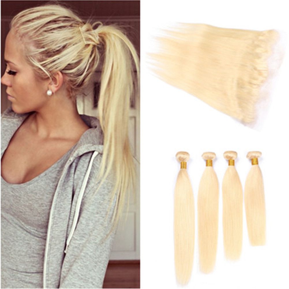 2019 Straight Virgin Russian Human Hair 613 Blonde 4bundles With