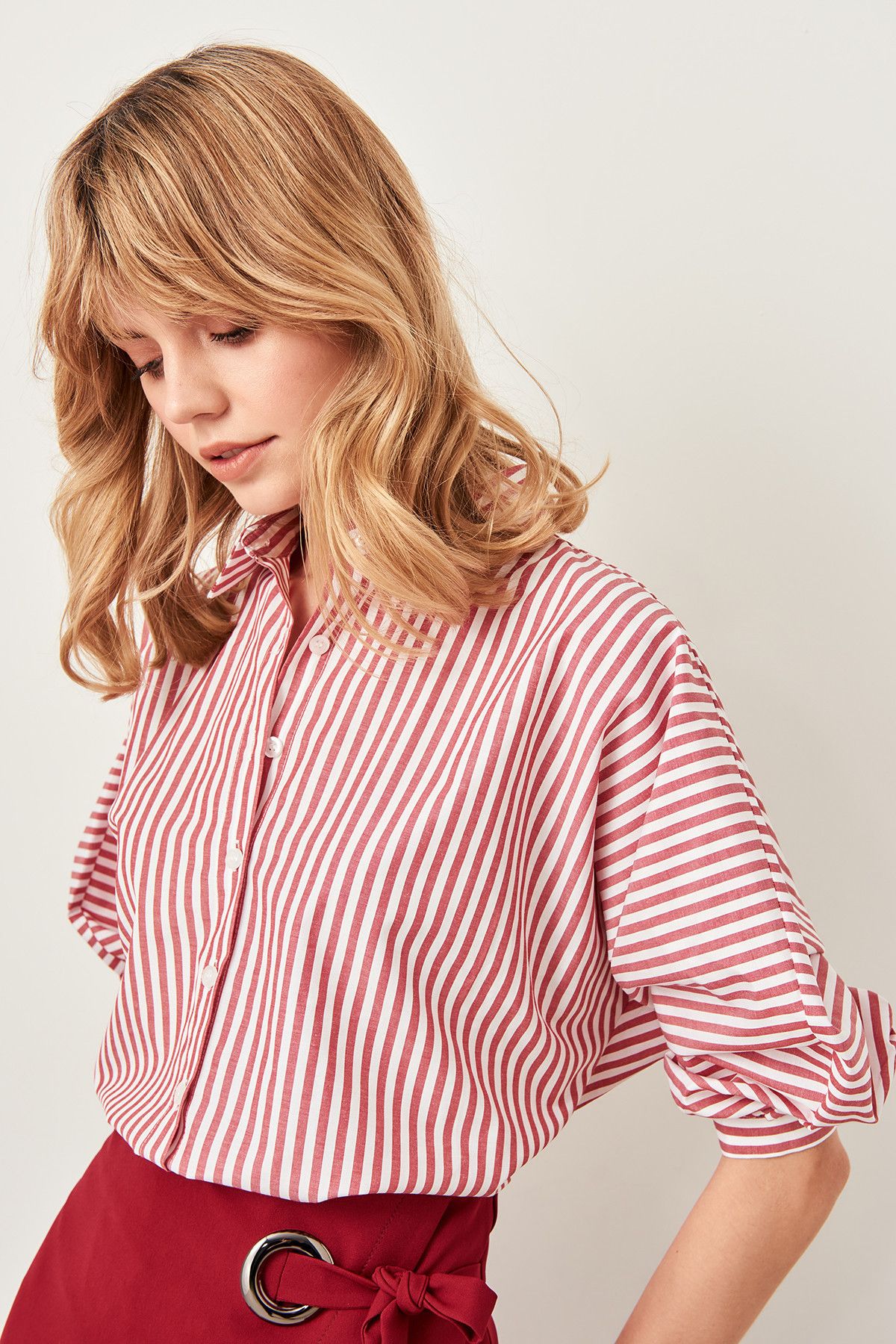 Best And Cheapest Womens Blouses & Shirts Trendyol Blue Striped 