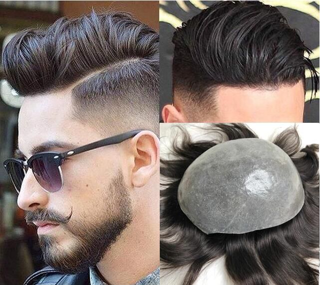 Mens Wig Silky Straight Full PU Toupee Black #1b European Virgin Remy Human Hair System Men Hair Replacement for Men Free Shipping Mens Wig Silky Straight Full PU Toupee Black #1b European Virgin Remy Human Hair System Men Hair Replacement for Men Free Shipping