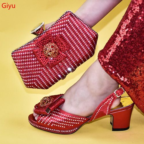 red sandals and matching bag