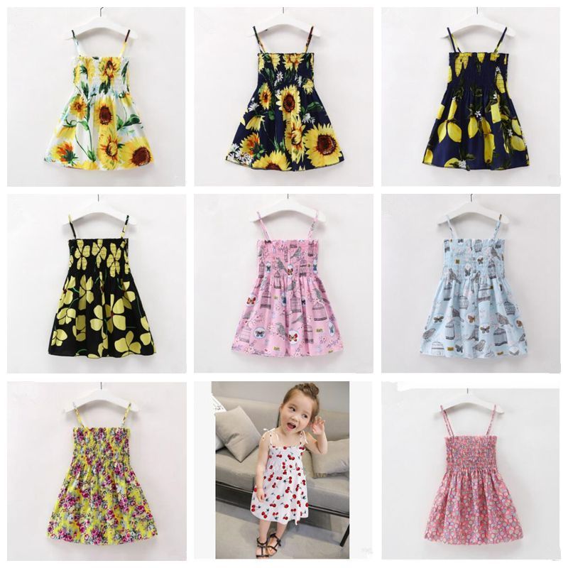 Toddler Girl Outfits Floral Princess Dresses Kids Girl Ruffle Sleeveless Denim Skirt Set for Summer