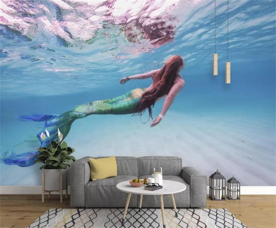 Custom Size 3d Photo Wallpaper Living Room Kids Room Mural Underwater World Mermaid 3d Picture Sofa Tv Backdrop Wall Paper Non Woven Sticker Wallpaper