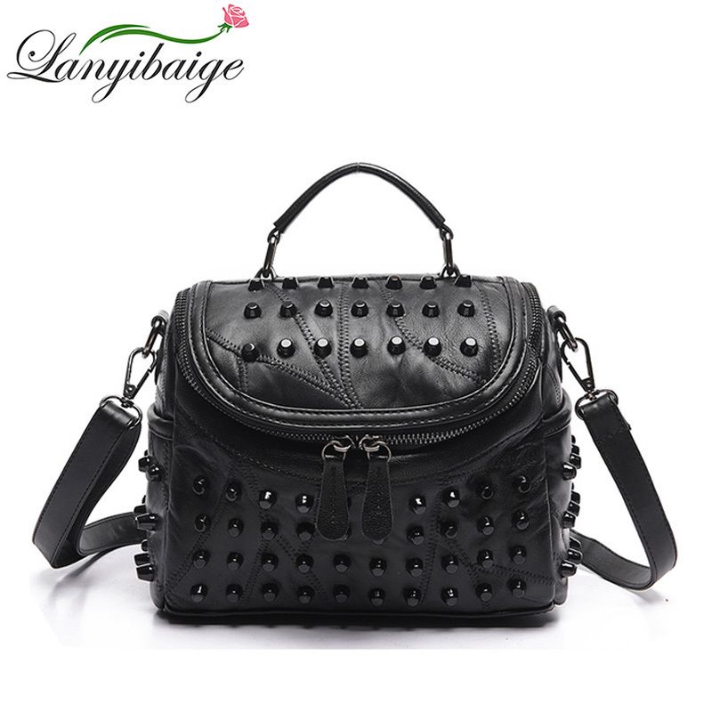 black rivet messenger bag