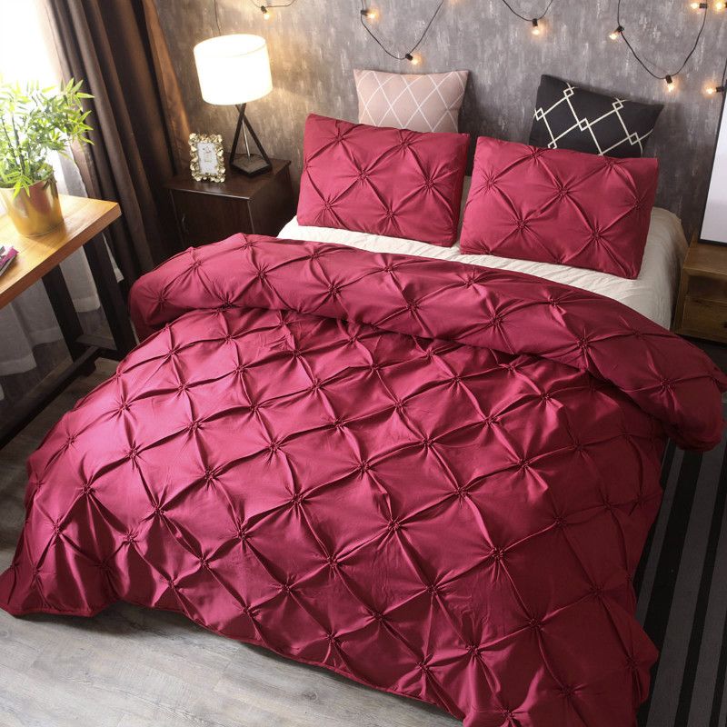 Idouillet Decorative Pinch Pleated Pintuck Duvet Cover Pillowcase
