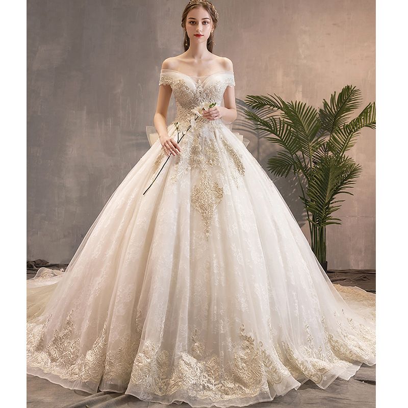 Main Wedding 2020 New Off The Shoulder Princess Dream Bride Gown Wedding Long Tail Luxury Super Fairy Star Winter Wedding Dresses Under 300 Champagne Colored Wedding Dresses From Fulldress Shop 129 65 Dhgate Com