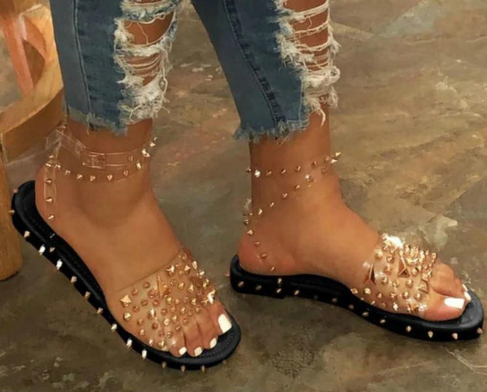 flat transparent sandals