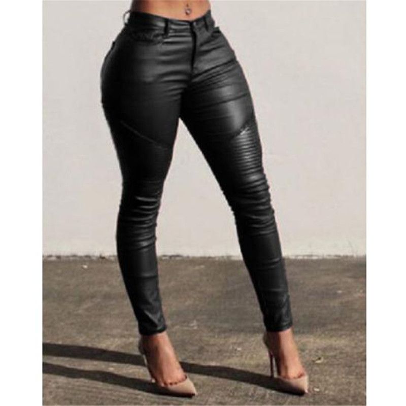 Compra Nueva Moda Sexy Mujeres Delgadas Pantalones De Cuero Delgado Damas  Flaco Elástico Lápiz Pantalones De Cintura Alta Pantalón Largo Rojo Negro  Nueva Ropa Barato | Entrega Rápida Y Calidad | Es.Dhgate
