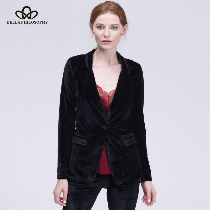 2020 Bella Philosophy Velvet Blazer Coat Women Suit Blazer