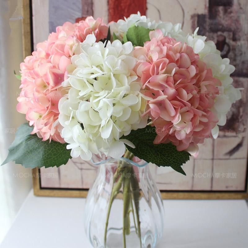 50PCS Easy Apply Artificial Flowers DIY Silk Wedding Decor Hydrangea Heads Home 