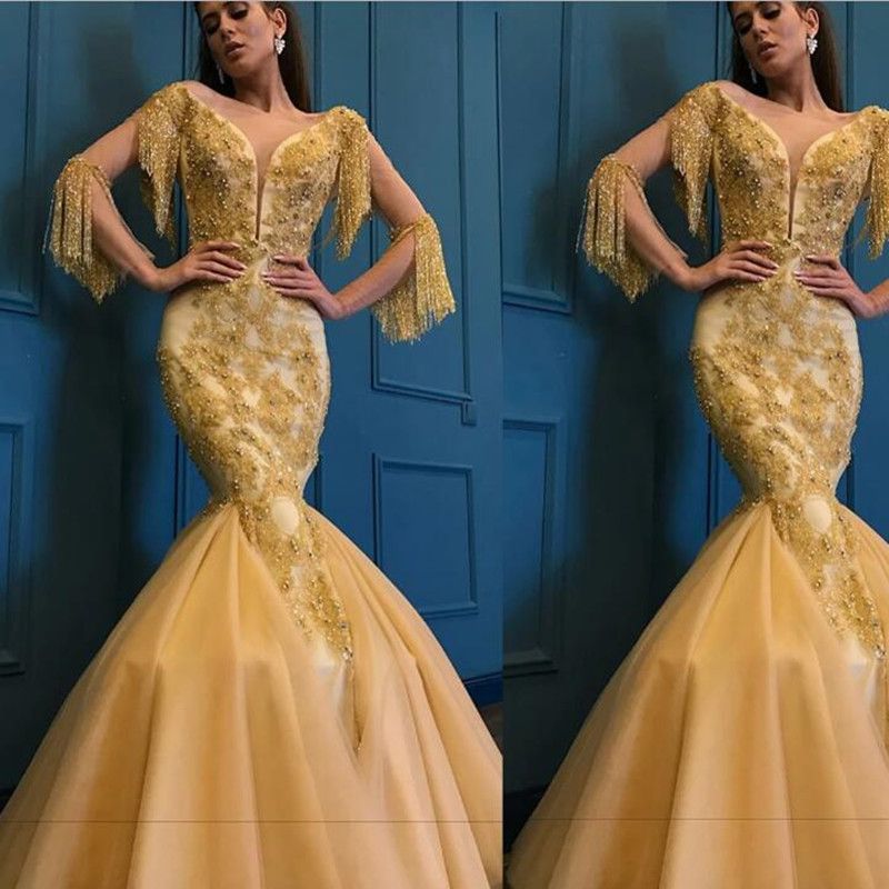 yellow gold evening dress
