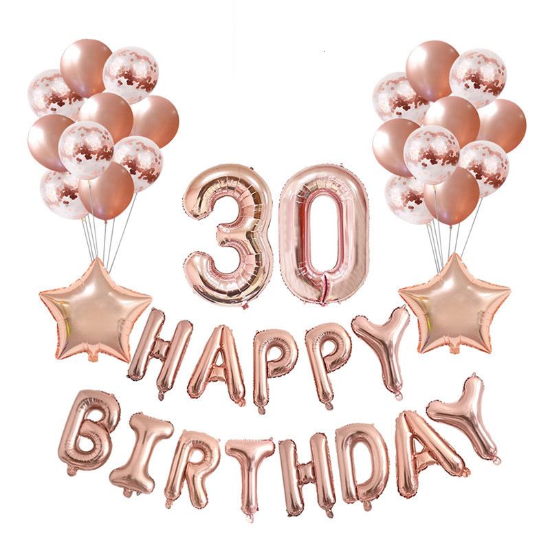 Female 30th Birthday Banner Party Bunting 4 Number Sets Black And Rose Gold