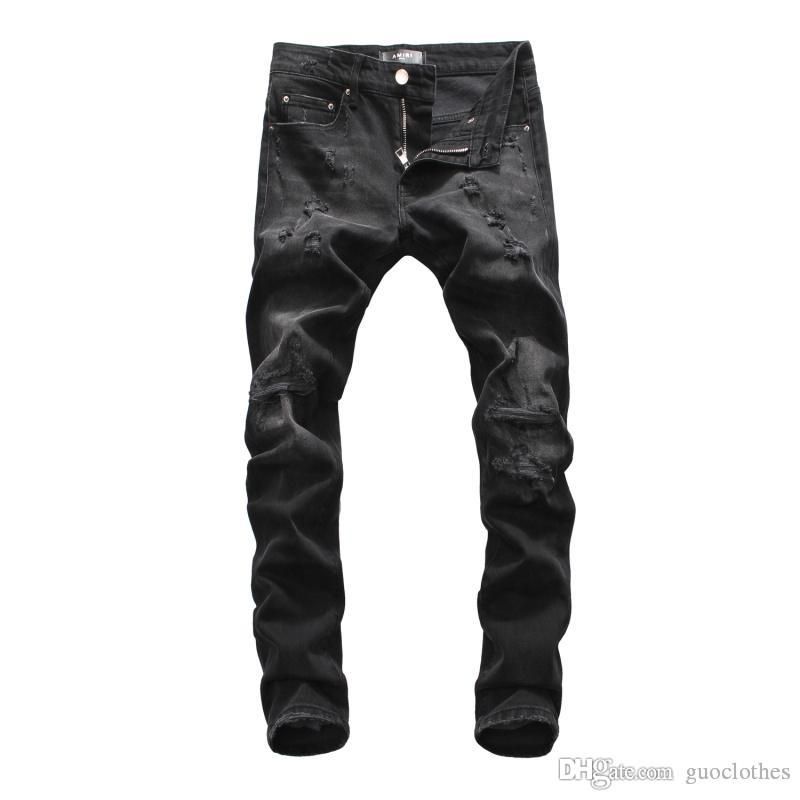 Compra 2020 Ropa De Los Hombres La Luz De La Motocicleta De Los Pantalones  Tejanos Negros Comercio Exterior De Lavado Para Hacer Los Viejos Pantalones  De Plegado Informal Runwa Barato | Entrega