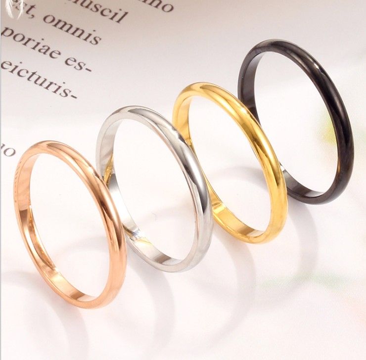 lavanda Patentar estudiante universitario Minimalismo 1 mm 2 mm de acero inoxidable anillos delgados Tamaño 3-10  banda anillo para hombre de los anillos de dedo del dedo del pie anillo  para mujeres y hombres joyería al por mayor
