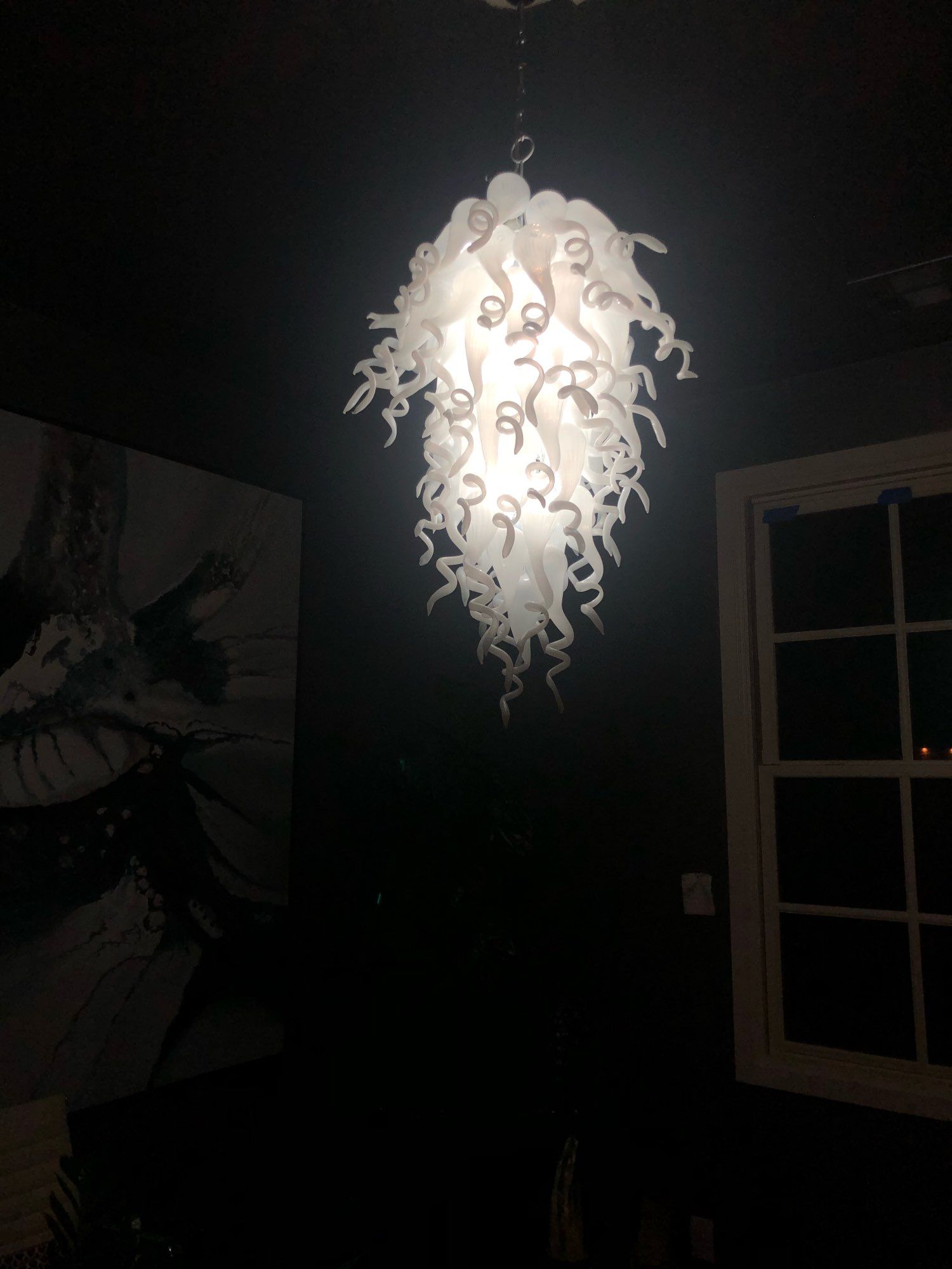 New Style White Elegant Long Murano Glass Chandelier Light For
