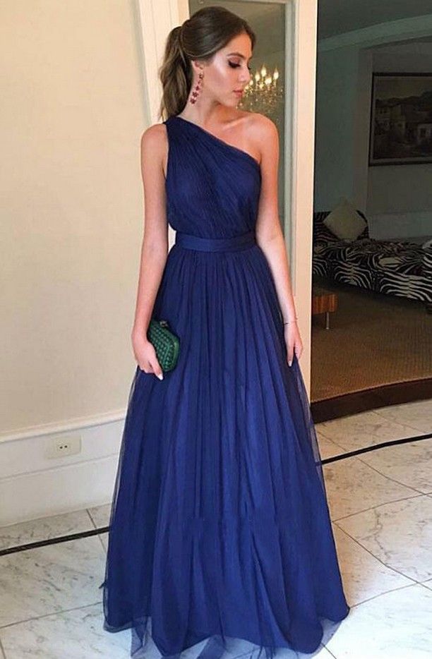 Compra Azul Real De Un Hombro Vestidos De Noche Vestidos Formales De Larga  Simple Diseñador Barato Plisado Sin Espalda Vestido De Fiesta Debajo De 100  Más El Tamaño Barato | Entrega Rápida