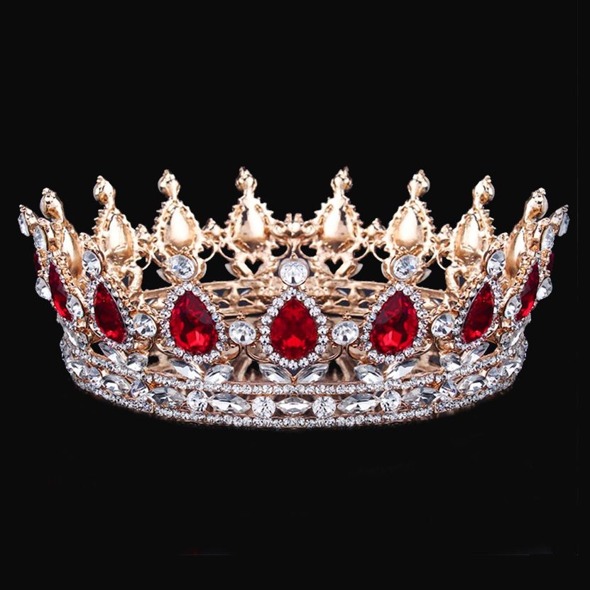 Vintage Bridal Crystal Metal Tiaras And Crowns For Queen King Round