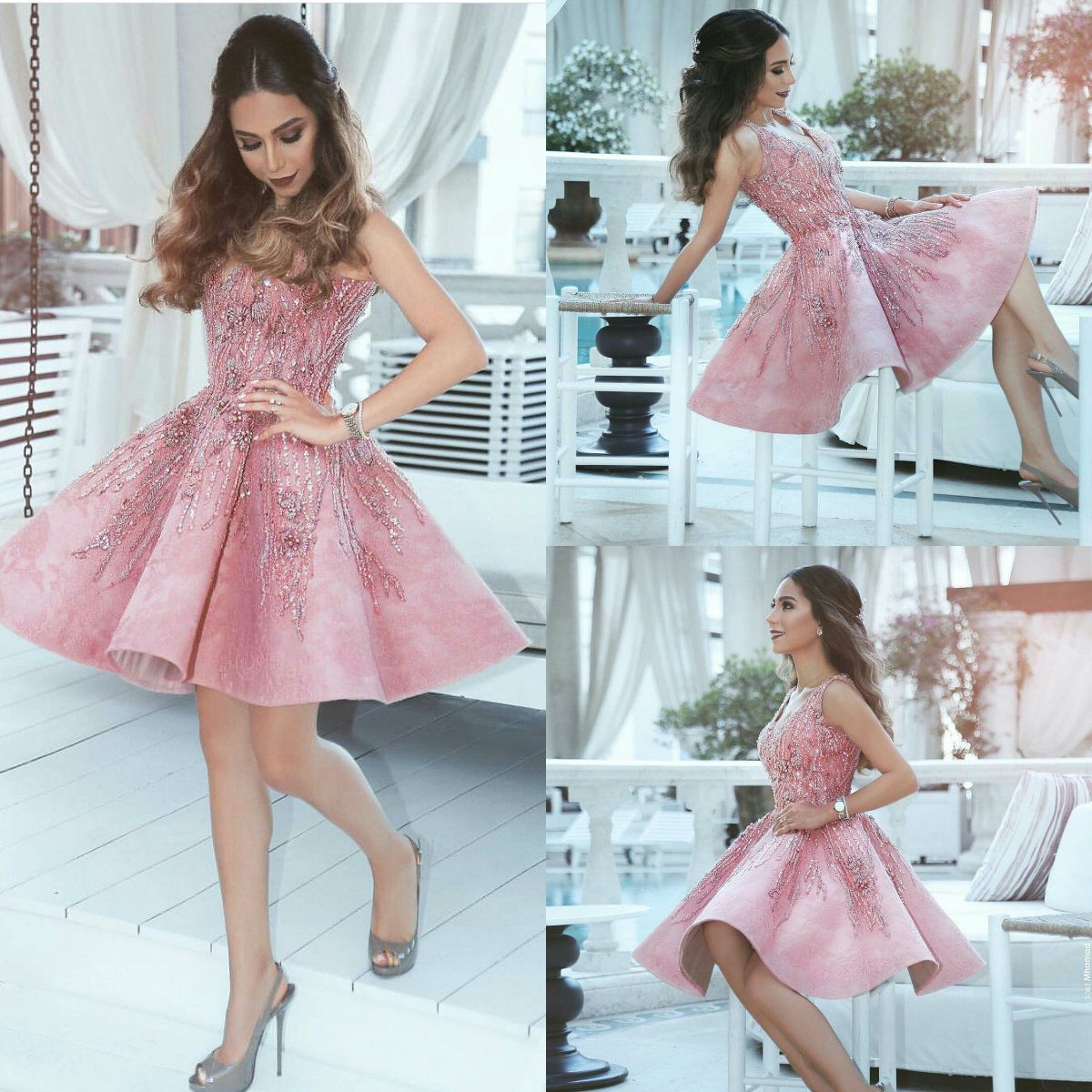 v neck short prom dresses