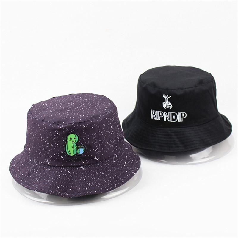 Sombrero del Pescador Bucket Hat Al Aire Libre Visera Unisexo,Extraterrestre Bordado Hombres y Mujeres Hip Hop Visera Hat