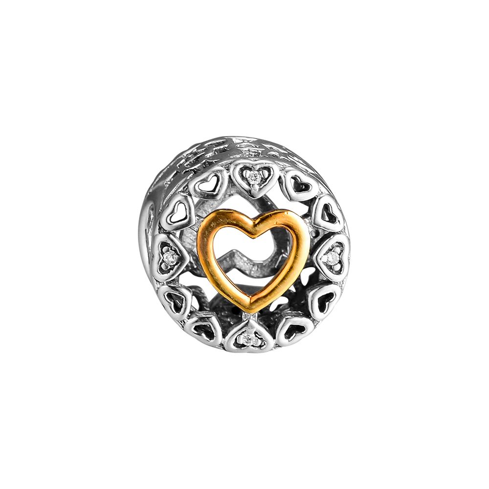 Authentic 925 Sterling Silver & 14K Gold Family and Love Clip Charm Beads 