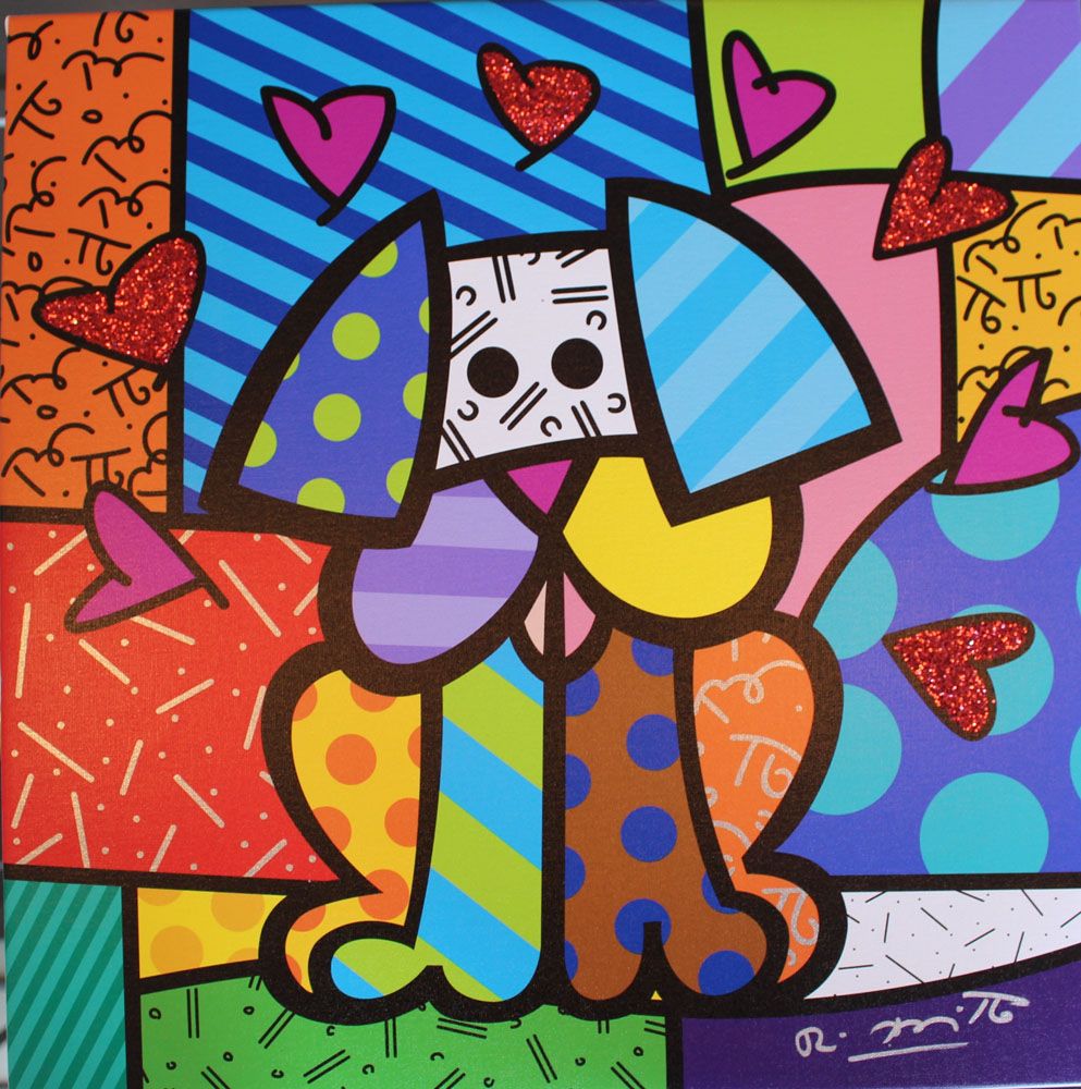romero britto dog painting