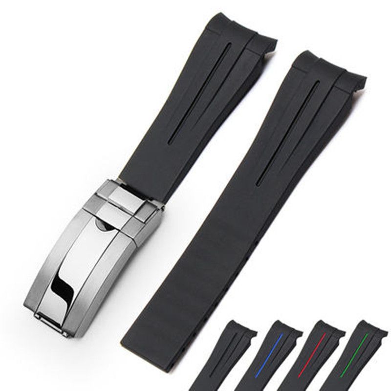 Acquista 20 Millimetri Rubber Band Rolex GMT Sottomarino Della Cinghia Del  Silicone Cinturini Argento Chiusura A 21,57 € Dal Greatband | DHgate Italy