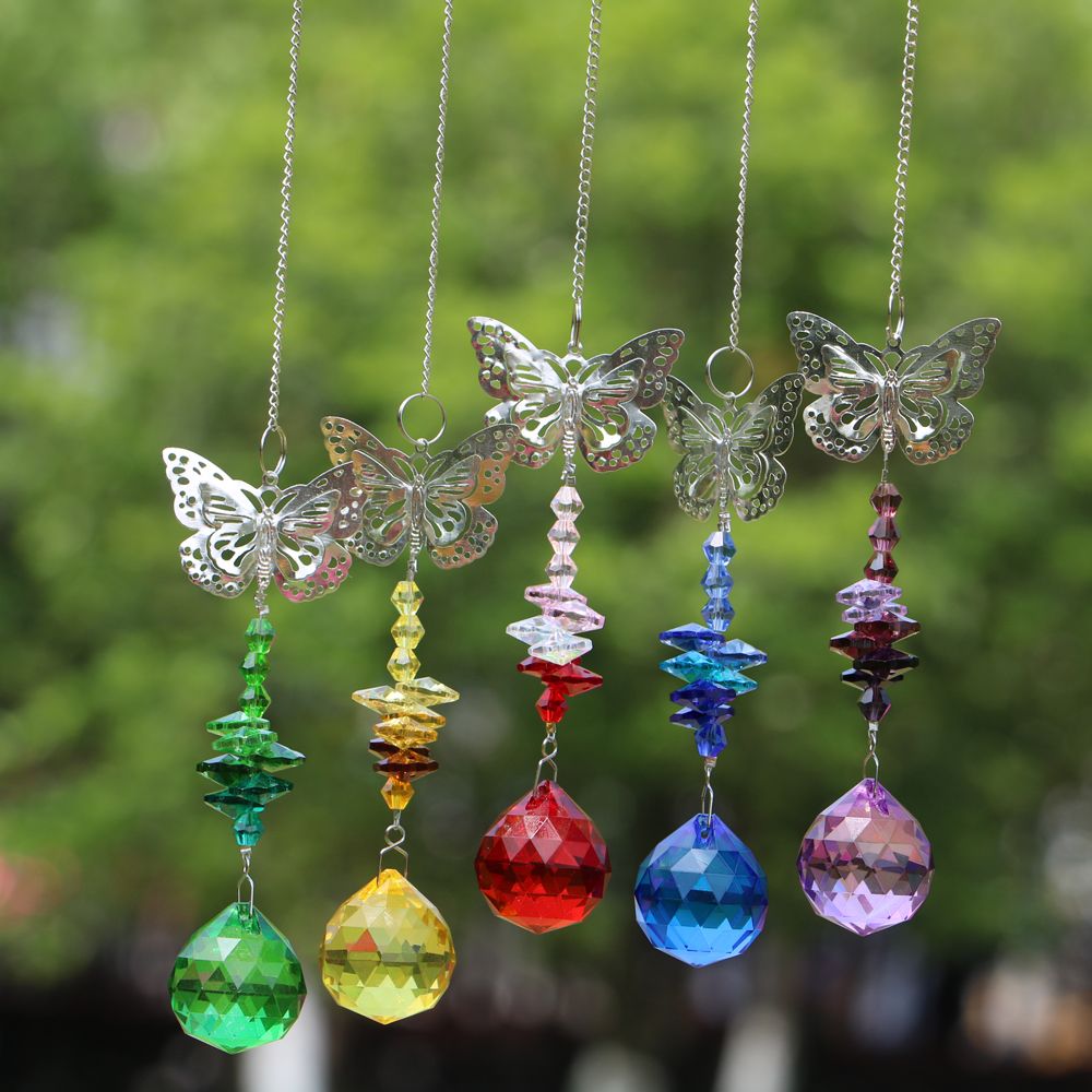 2020 DIY Butterfly Crystal Suncatcher Ball Prism Hanging Drop Pendant