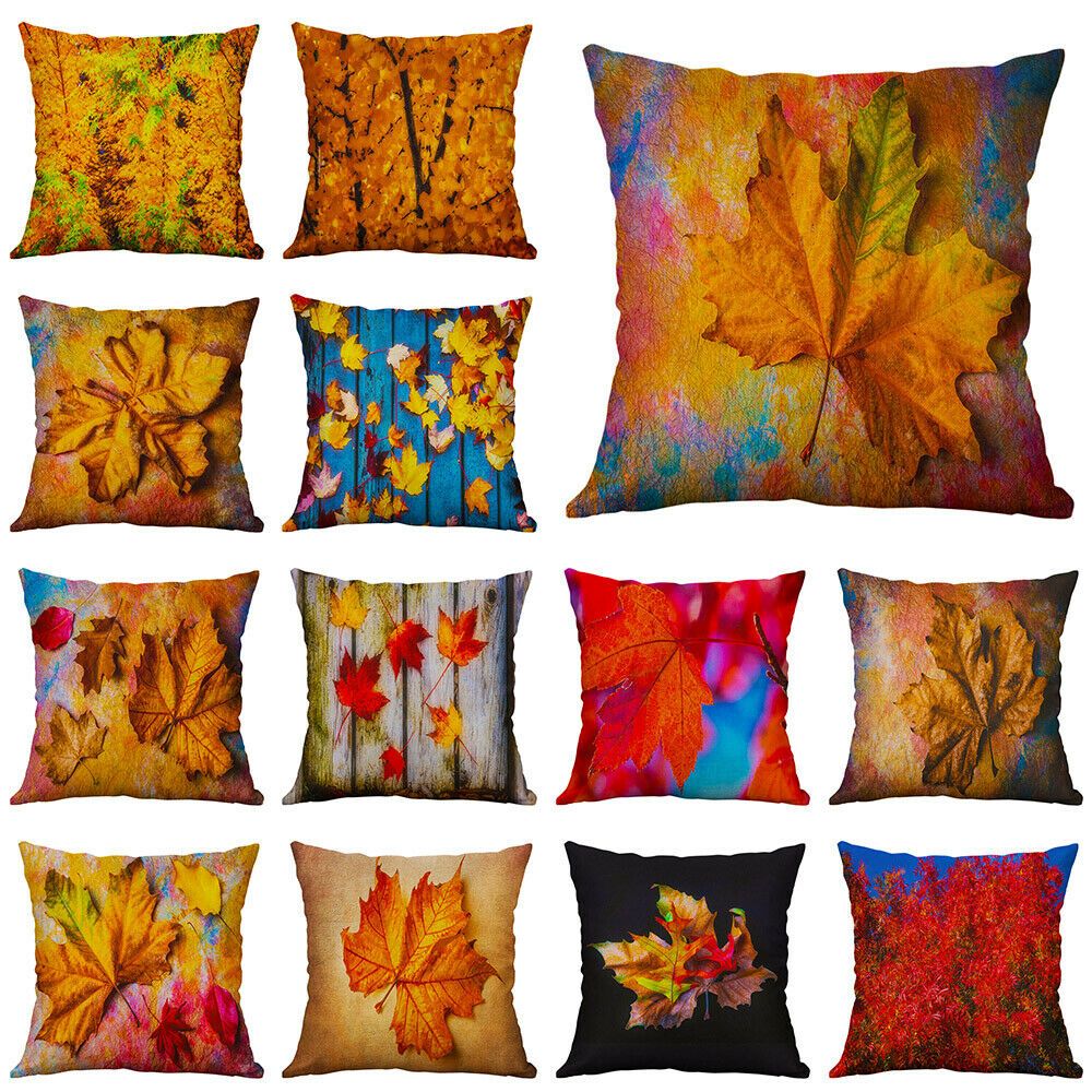 18x18/" Maple leaf Linen Cotton Throw Pillow Case Cushion Cover Home Sofa Decor