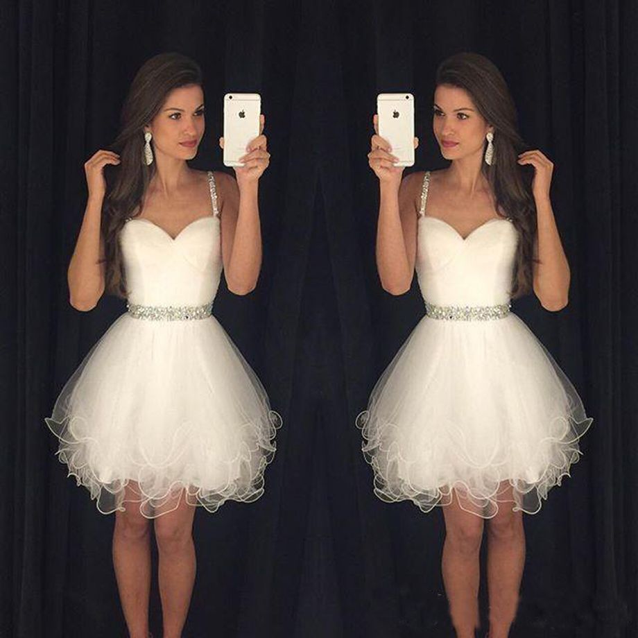 white sequin homecoming dress
